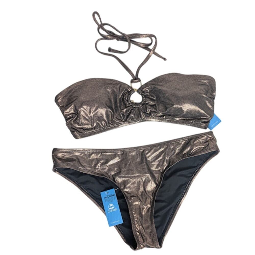 CUPSHE women's Bronze Chic Bandeau Bikini size L NWT